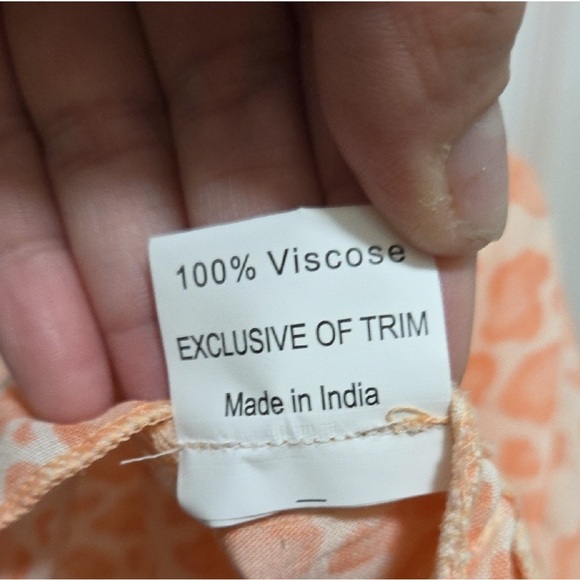 NWT Elegant Enkay Peach Leopard Smocked Midi Dress L - Picture 5 of 7